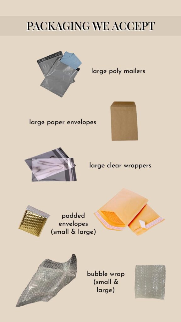 Types of packaging accepted by Package Pals (image credit : Package Pals)