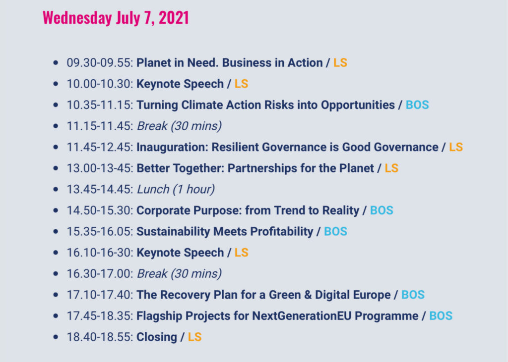 B for Planet Agenda 7 July 2021