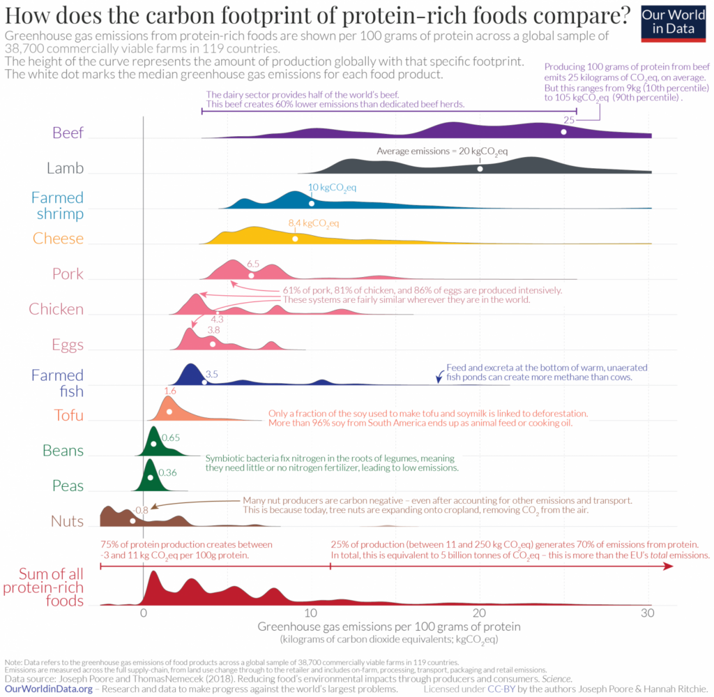 Carbon Footprint of Protein Food (source : Our World In Data