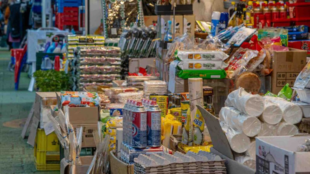 Vibrant Market Aisle with Diverse Goods by Lucas Mosesson from Pexels