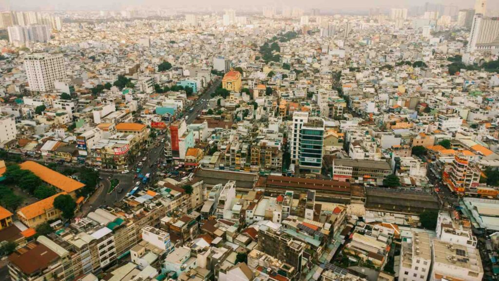 Aerial view of a densely populated urban cityscape by Nguyen Duc Toan from Pexels