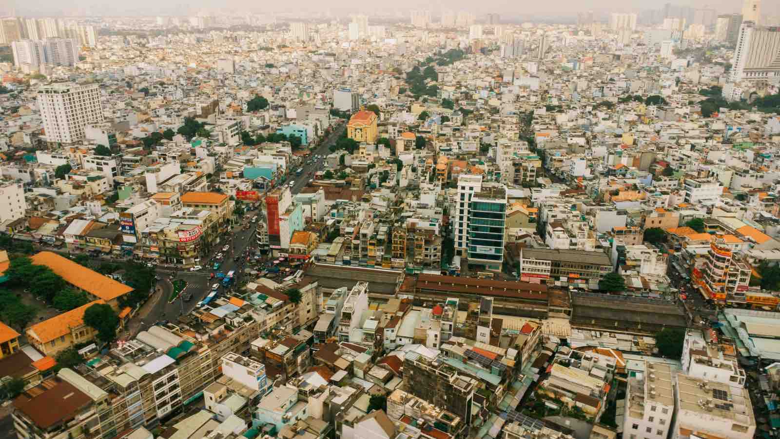 Aerial view of a densely populated urban cityscape by Nguyen Duc Toan from Pexels