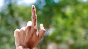 Indian Voter Hand with voting sign by Nikhil Patil from Getty Images