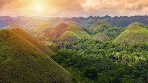 Chocolate hills Bohol Island, Chocolate hills geological formation, Bohol, Philippines by AvigatorPhotographer from Getty Images