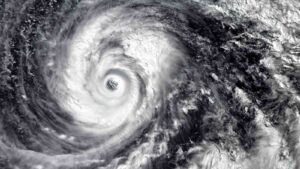 Eye of the Hurricane. Hurricane on a Black Background. Typhoon over Planet Earth. Category 5 Super Typhoon Views from Outer Space. Elements of This Image Furnished by NASA (credit: Изображения пользователя Евгений Баранов )