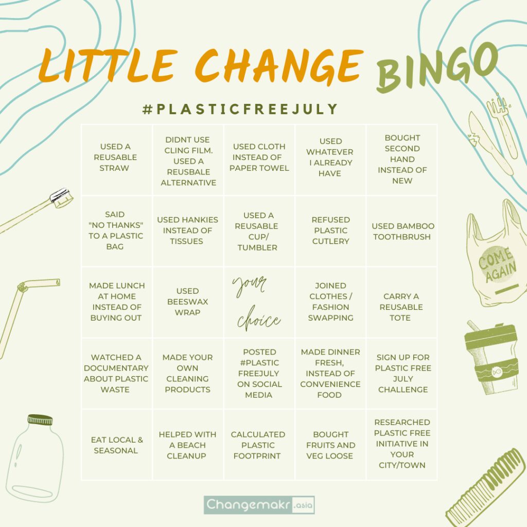 Plastic free July bingo