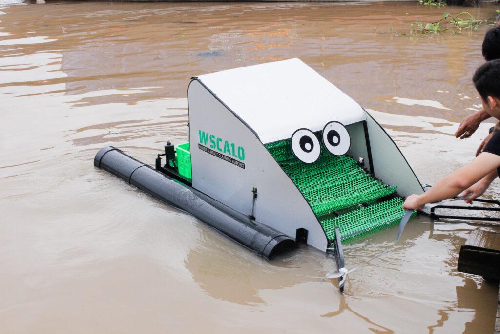 overwater garbage collector at Mekong River