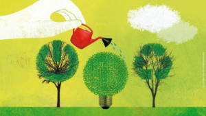 working towards carbon neutral (illustration by Anna Godeassi)