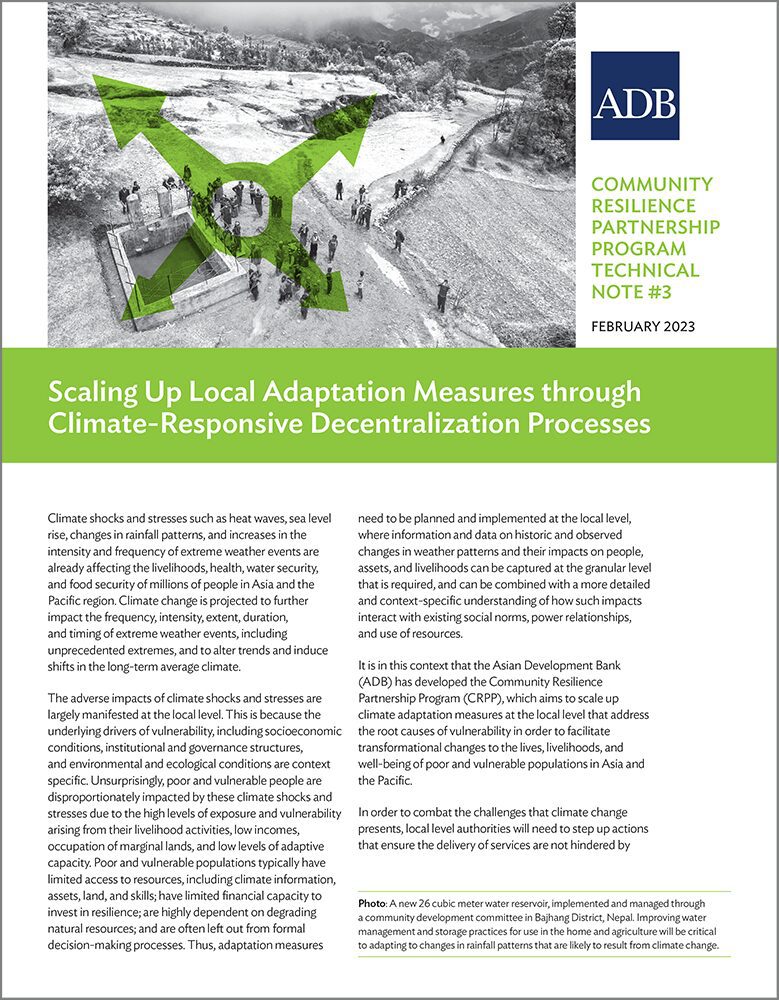 ADB Scaling Up Local Adaptation Measures through Climate-Responsive Decentralization Processes